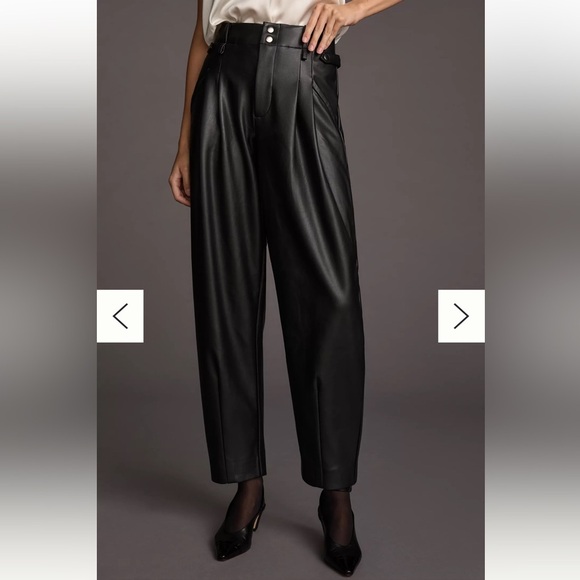 Maeve Pants - Anthropologie Maeve Faux Leather Tapered Leg Pleated Pants Women’s Sz 6 Black